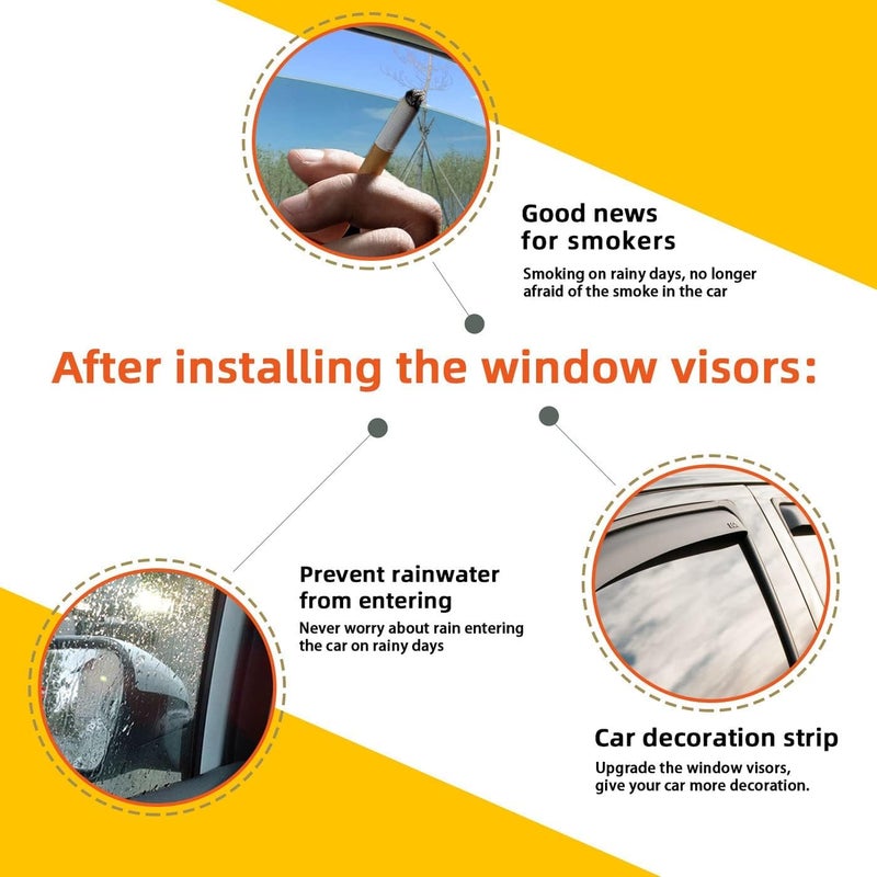 PLDDE Rain Guards Compatible with 2003 2004 2005 2006 2007 2008 Pilot Side Window Visor Wind Deflector Vent Visors Car Accessories Tape-On 4pcs - Image 5